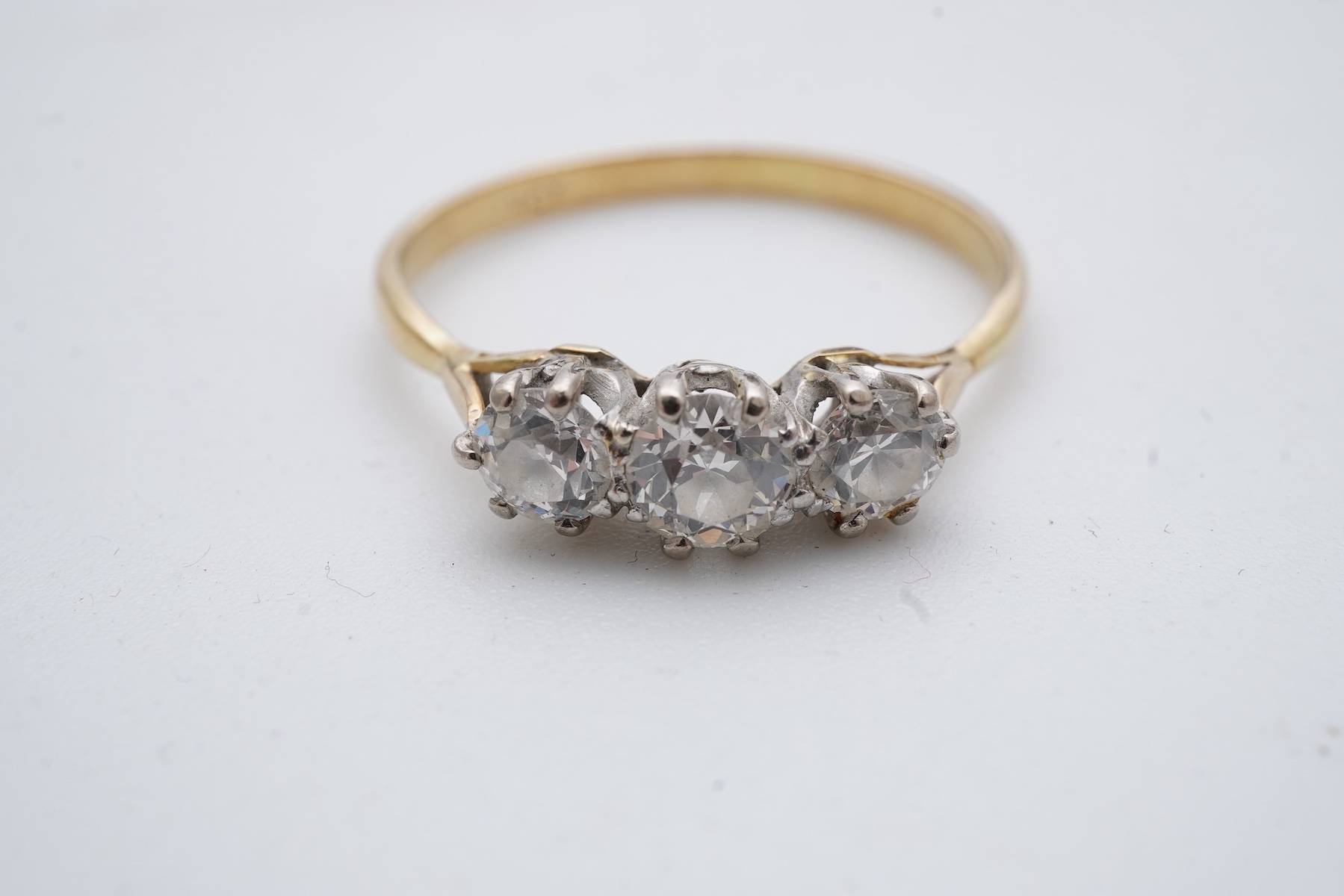 A diamond three-stone ring
